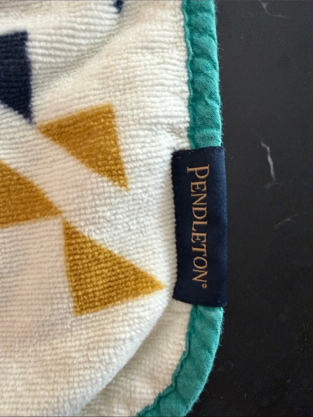 Pendleton Shared Spirit Hooded Baby Towel with Teal Trim and Mustard Accents
